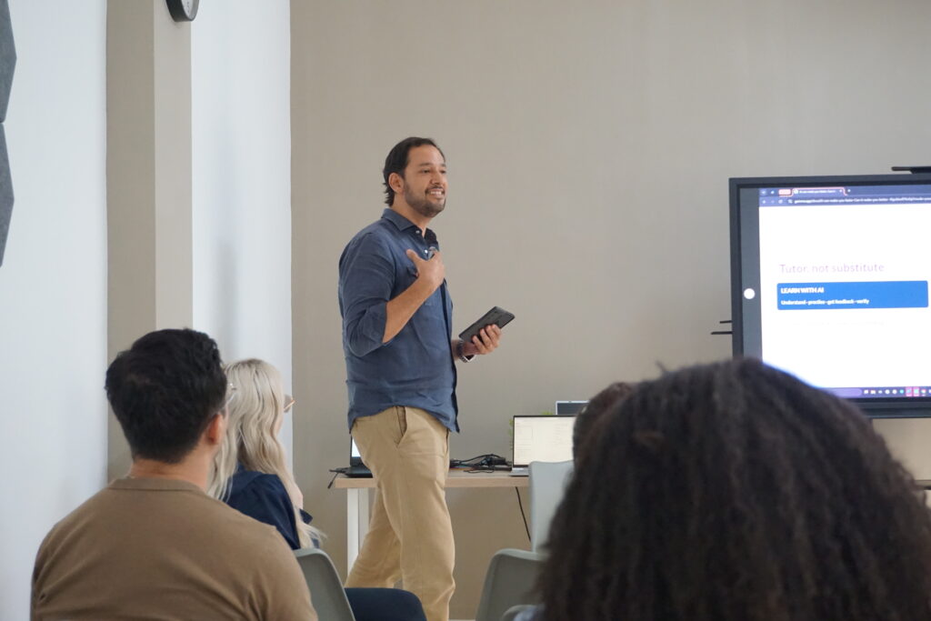 BLC Spain speaker presenting how AI curiosity can support student employability and future career skills.